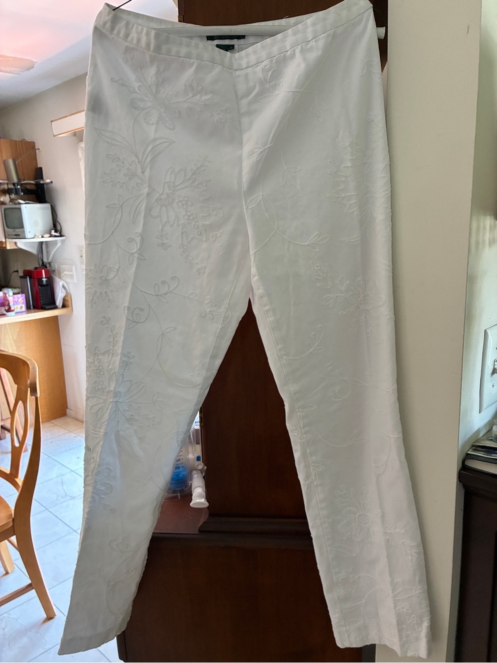 Lauren Ralph Lauren White Cotton Button-Front Skirt with Green Label